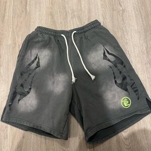 Stylish Gray Flame-Patterned Men Shorts